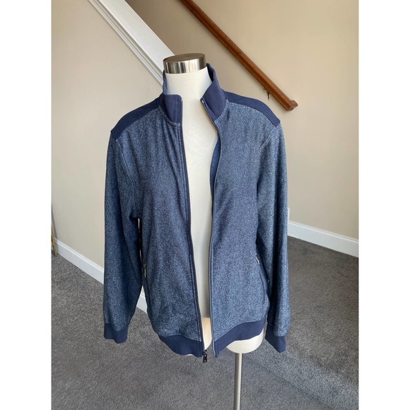 Men's RAINFOREST sheen blue fleece lined casual zip up jacket, size Medium - Picture 2 of 14